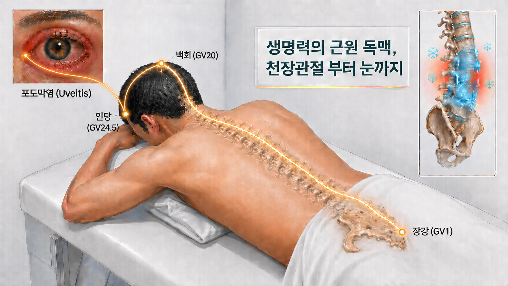 독맥을 따라 척추에서 눈까지 흐르는 양기